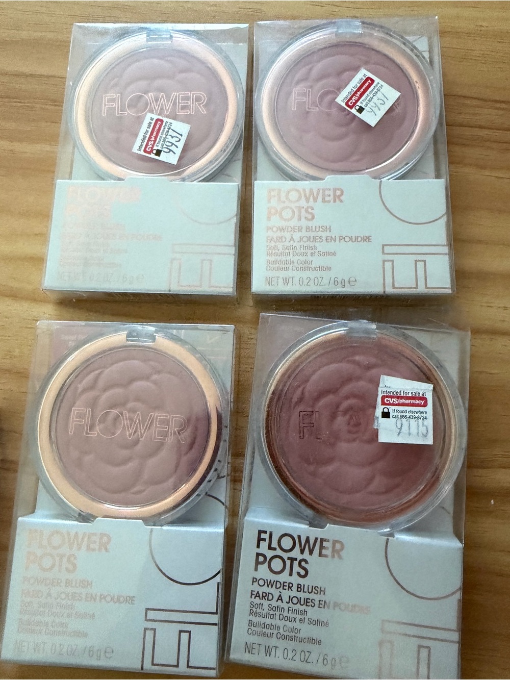 4 FLOWER Flower Pots Powder Blush Satin Finish Makeup Sweet Pea 0.21 oz